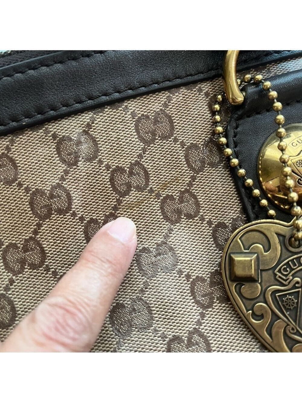 GUCCI CRYSTAL MONOGRAM ZIPPERED TOTE - Picture 10 of 15